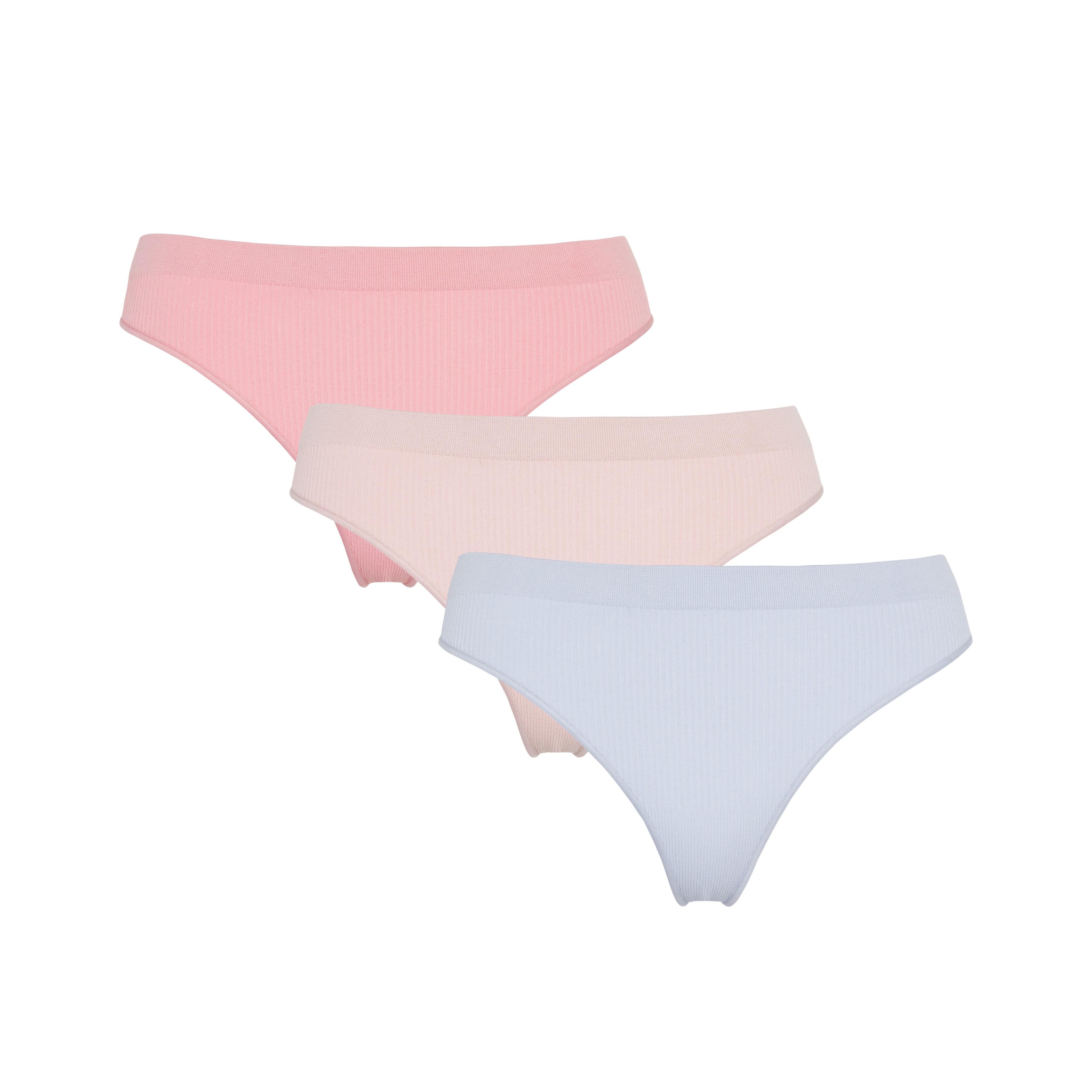 Primark Ladies 5 Pack Microfibre Lace Waist Thong Underwear Brief Knickers